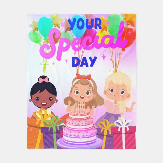 Happy Birthday Fleece Blanket Deken (Voorkant)