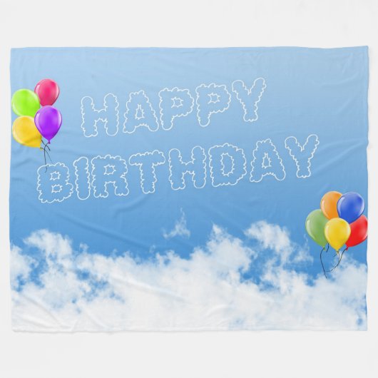 HAPPY BIRTHDAY FLEECE DEKEN (Voorkant (Horizontaal))