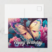 Happy Birthday Floating Butterfly Design Feestdagenkaart (Voorkant / Achterkant)