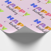 Happy Birthday Floral Accented Letters Cadeaupapier (Hoek)