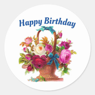 Happy Birthday Floral Basket Sticker
