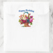Happy Birthday Floral Basket Sticker (Tas)