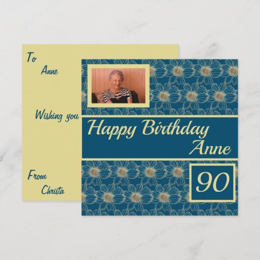 Happy Birthday Floral Blauwgroen design Aangepaste (Voorkant / Achterkant)