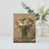 Happy Birthday - Floral Bouquet | Franse kunst Briefkaart (Staand voorkant)