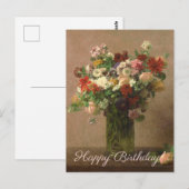 Happy Birthday - Floral Bouquet | Franse kunst Briefkaart (Voorkant / Achterkant)