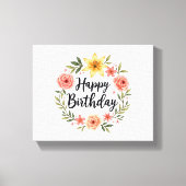 Happy Birthday Floral Canvas Afdruk (Voorkant)