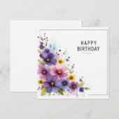 Happy Birthday Floral Card Feestdagenkaart (Voorkant / Achterkant)
