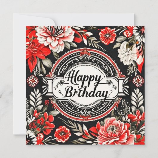 Happy Birthday Floral Card Feestdagenkaart (Voorkant)
