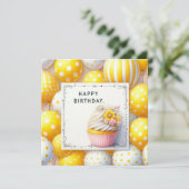 Happy Birthday Floral Card Feestdagenkaart (Staand voorkant)