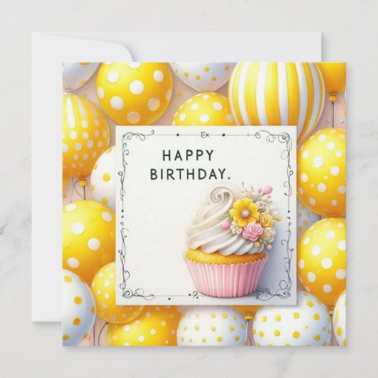 Happy Birthday Floral Card Feestdagenkaart (Voorkant)