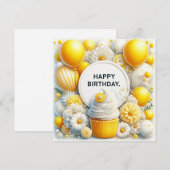Happy Birthday Floral Card Feestdagenkaart (Voorkant / Achterkant)