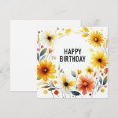 Happy Birthday Floral Card Feestdagenkaart (Voorkant / Achterkant)