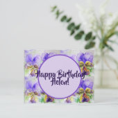Happy Birthday floral dames Name Briefkaart Card (Staand voorkant)