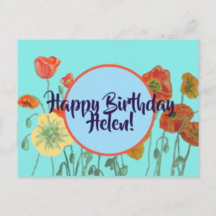 Happy Birthday floral dames Name Briefkaart Card