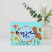 Happy Birthday floral dames Name Briefkaart Card (Staand voorkant)