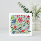 Happy Birthday Floral Flowers | WENSKAART Kaart (Staand voorkant)