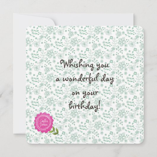 Happy Birthday Floral Flowers | WENSKAART Kaart (Achterkant)