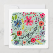 Happy Birthday Floral Flowers | WENSKAART Kaart (Voorkant)
