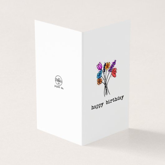 Happy Birthday Floral Gevouwen Kaart Pack (Buitenkant)