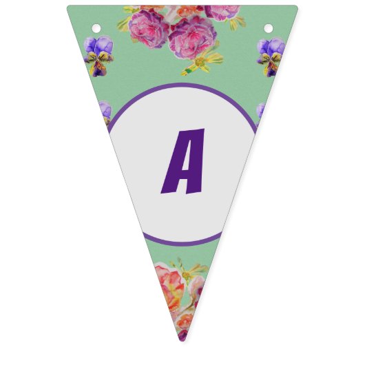 Happy Birthday Floral Girls Name Party Bunting Vlaggetjes (Tweede vlag)