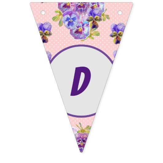 Happy Birthday Floral Girls Name Party Bunting Vlaggetjes (Eerste vlag)