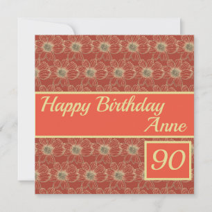 Happy Birthday Floral Gold Maroon Custom Kaart