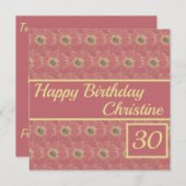 Happy Birthday Floral gouden pruim ontwerp Custom  (Voorkant / Achterkant)