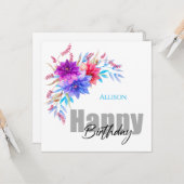 Happy Birthday Floral Kaart (Voorkant / Achterkant in situ)