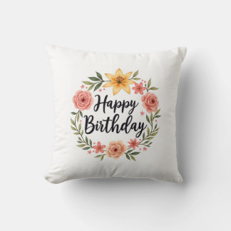 Happy Birthday Floral Kussen