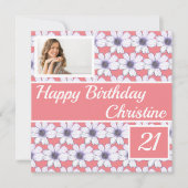 Happy Birthday Floral ontwerp Aangepaste kaart (Voorkant)