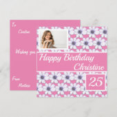 Happy Birthday Floral ontwerp Aangepaste kaart (Voorkant / Achterkant)