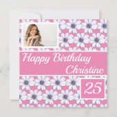Happy Birthday Floral ontwerp Aangepaste kaart (Voorkant)