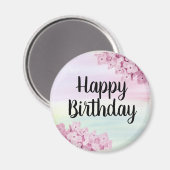 Happy Birthday  Floral  Pastel Magnet (Voorkant / Achterkant)