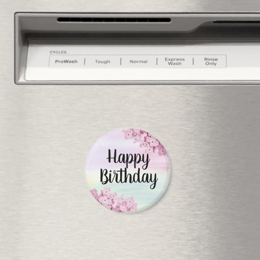 Happy Birthday  Floral  Pastel Magnet (Insitu (Vaatwasser))
