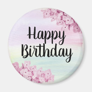Happy Birthday Floral Pastel Magnet