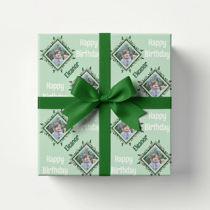 Happy Birthday Floral Photo Lijst Cadeaupapier