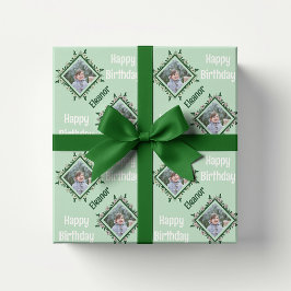 Happy Birthday Floral Photo Lijst Cadeaupapier