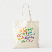 Happy Birthday Floral Rainbow Adult Zip-Up Hoodie  Tote Bag (Voorkant)
