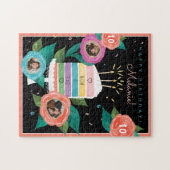 Happy Birthday Floral Rainbow Cake Slice & Photo Legpuzzel (Horizontaal)