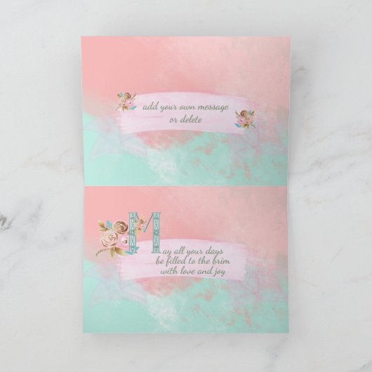 Happy Birthday Floral Tea Waterverf  Kaart (Binnen)