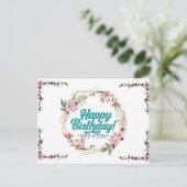 Happy birthday floral themed Postcard Briefkaart (Staand voorkant)