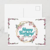 Happy birthday floral themed Postcard Briefkaart (Voorkant / Achterkant)