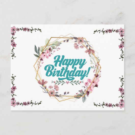 Happy birthday floral themed Postcard Briefkaart (Voorkant)