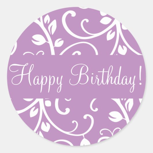 Happy Birthday Floral Vine Envelope Sticker Seal (Voorkant)