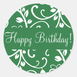Happy Birthday Floral Vine Envelope Sticker Seal