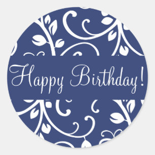 Happy Birthday Floral Vine Envelope Sticker Seal