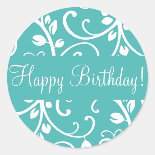 Happy Birthday Floral Vine Envelope Sticker Seal (Voorkant)
