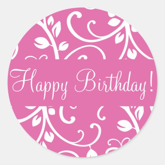 Happy Birthday Floral Vine Envelope Sticker Seal (Voorkant)