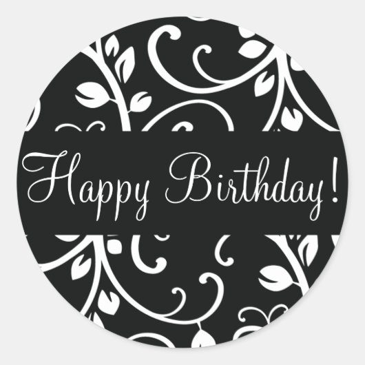 Happy Birthday Floral Vine Envelope Sticker Seal (Voorkant)