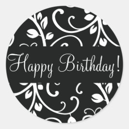 Happy Birthday Floral Vine Envelope Sticker Seal